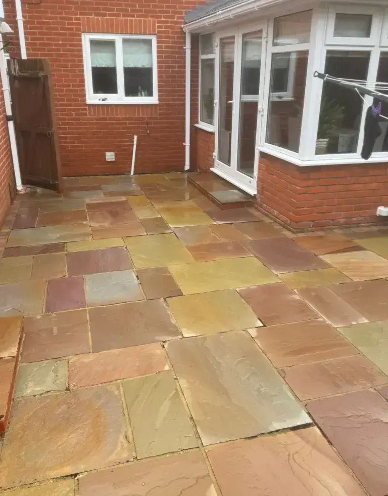 After — block paving driveway cleaned and re-sanded