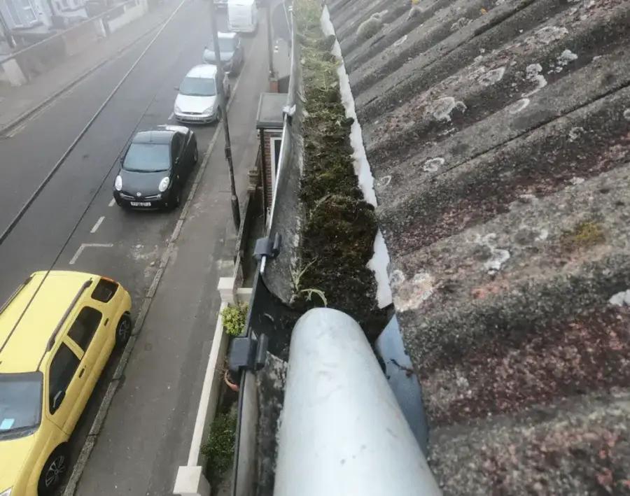 Before — fascia and soffit cleaning restoring bright white uPVC