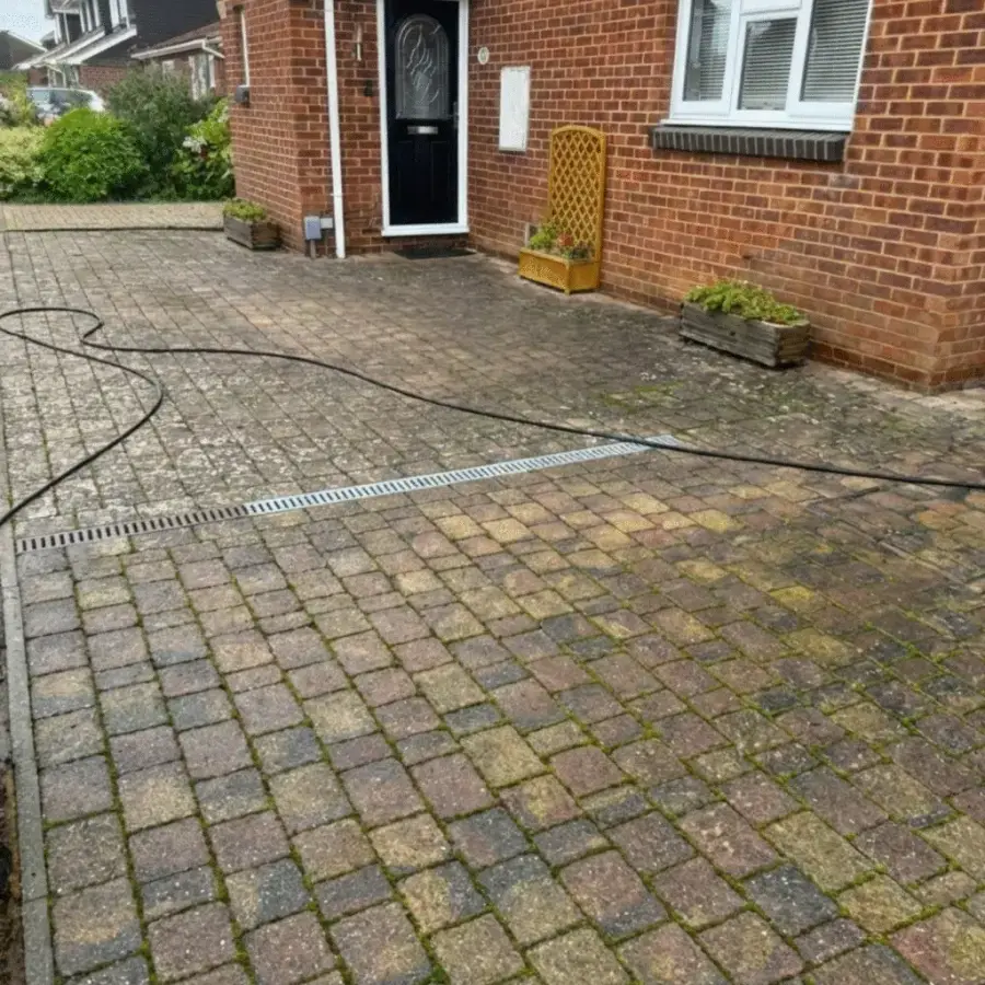 Before — render soft washing removing black algae staining