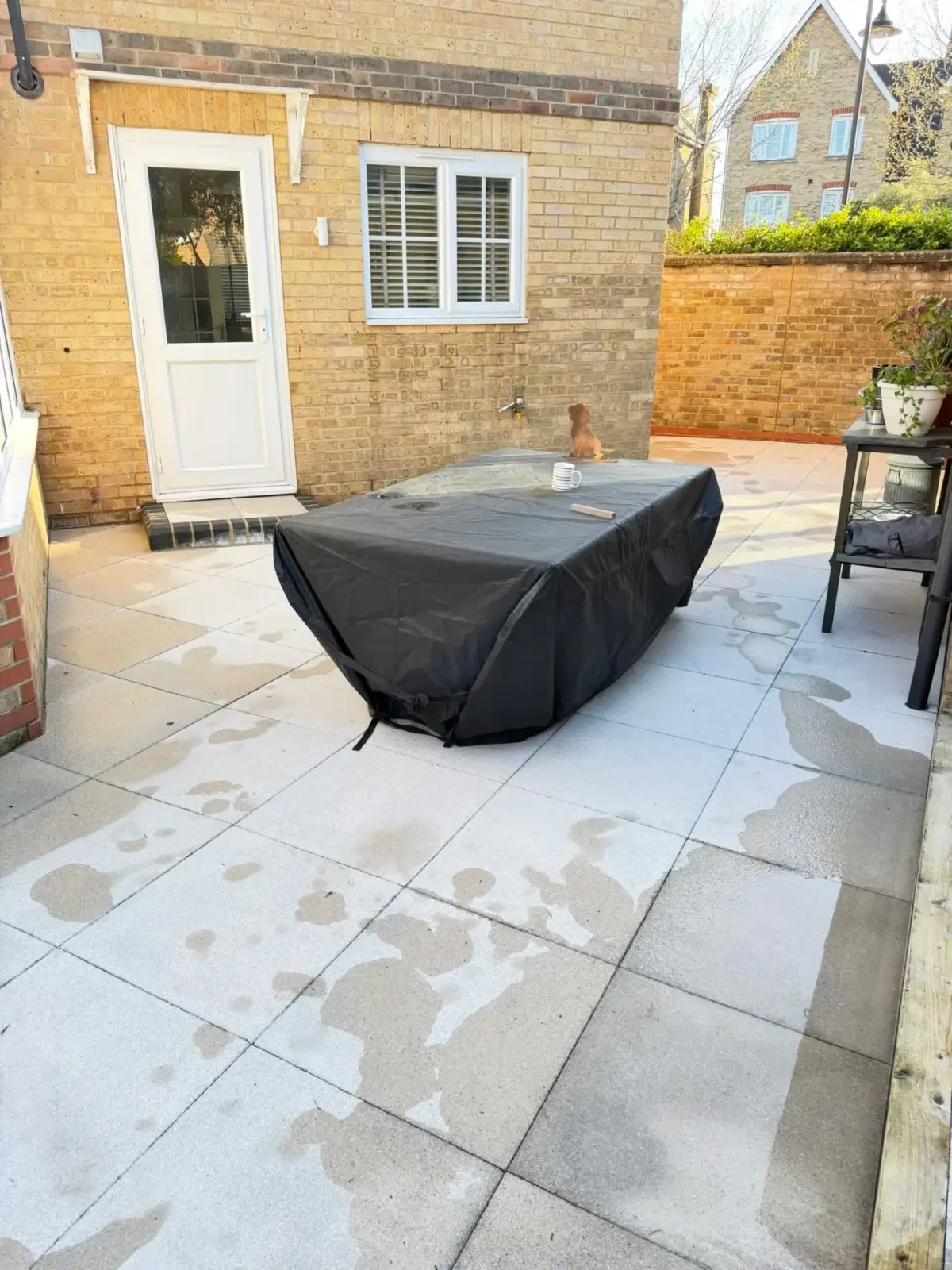 After — patio slab jet washing and re-sanding