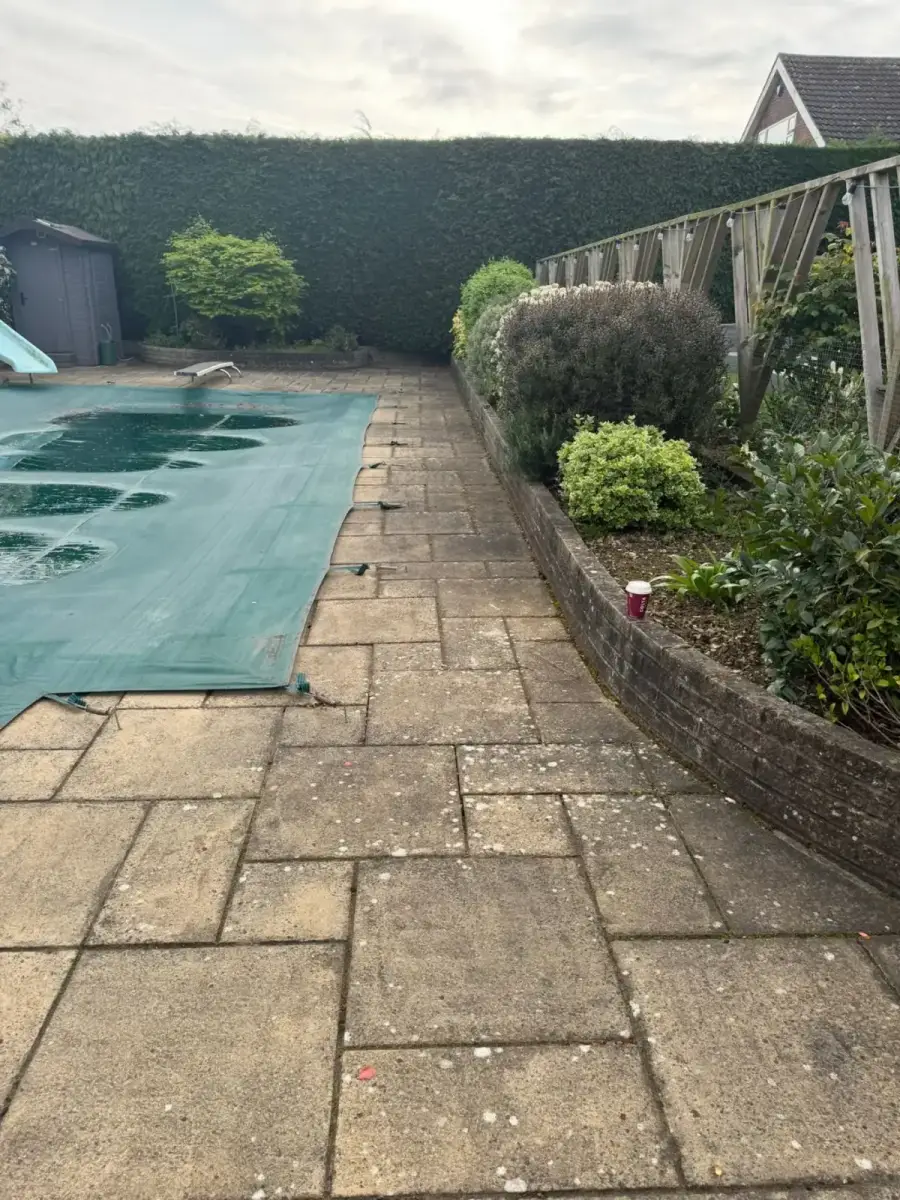 Before — block paving driveway pressure wash in Sittingbourne, Kent